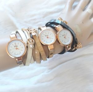 3 Wrap Watches Cream Tan Black Bracelet Watch
